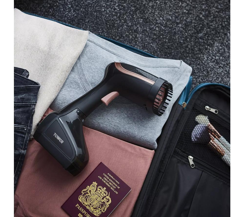 TOWER T22014RGB Travel Steam Clothes Steamer - Black image number 8 of 10