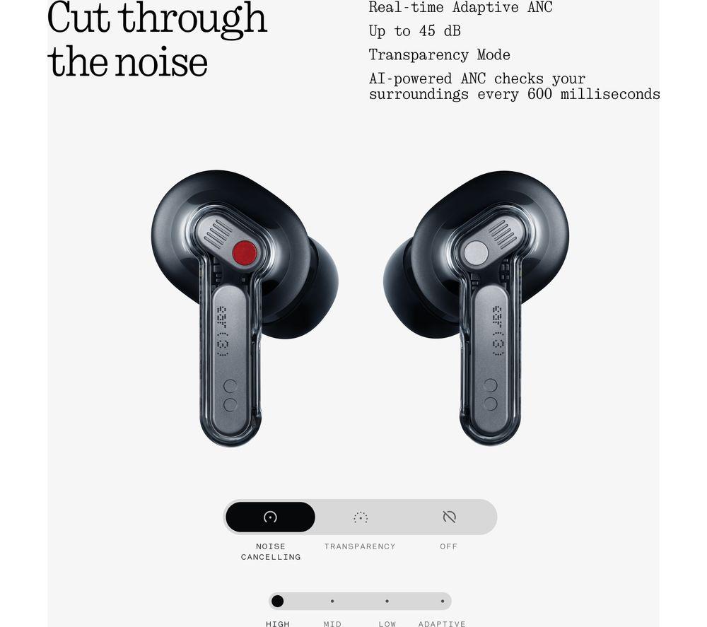 NOTHING Ear (3) Wireless Bluetooth Noise-Cancelling Earbuds - Black image number 7 of 16