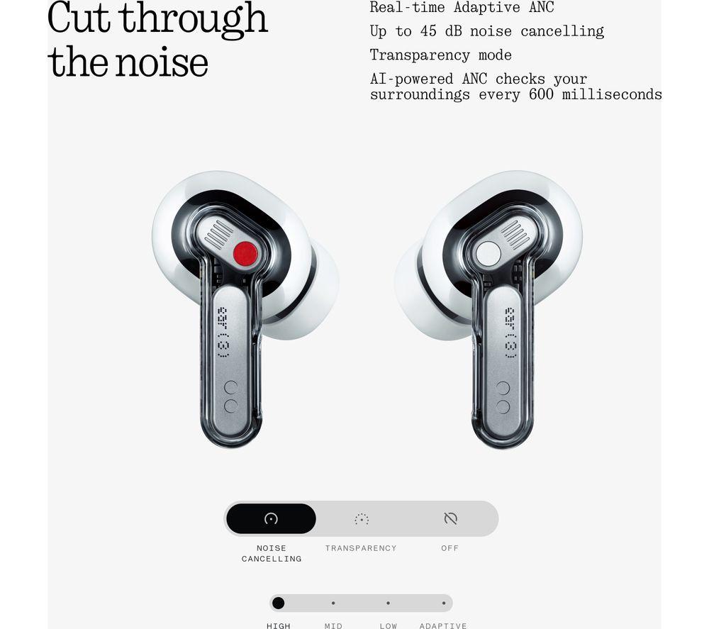 NOTHING Ear (3) Wireless Bluetooth Noise-Cancelling Earbuds - White image number 12 of 16