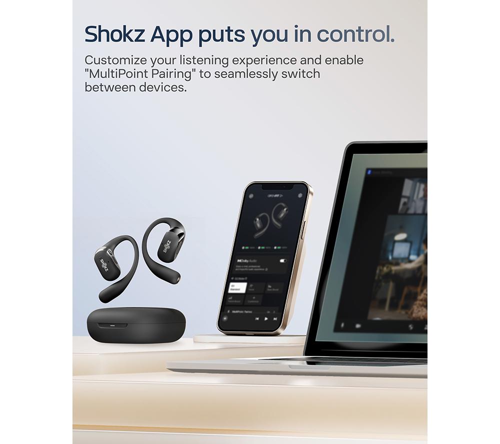 SHOKZ OpenFit 2+ Wireless Bluetooth Earbuds - Black image number 9 of 10
