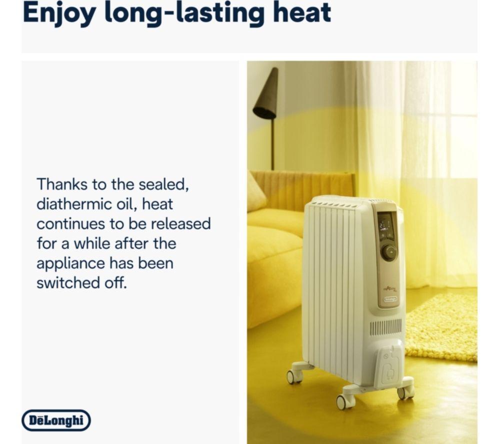 DELONGHI Dragon 4 Pro TRDX40802E Portable Oil-Filled Radiator - White Beige image number 4 of 7