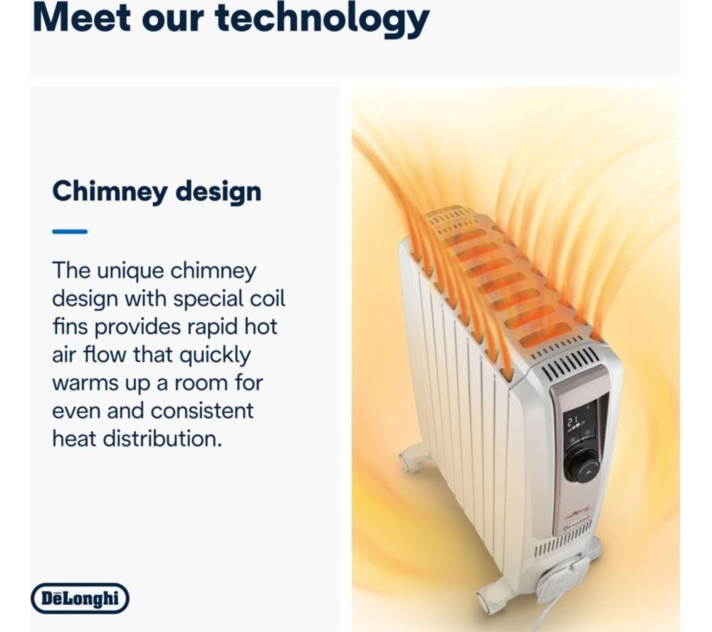 DELONGHI Dragon 4 Pro TRDX40802E Portable Oil-Filled Radiator - White Beige image number 5 of 7