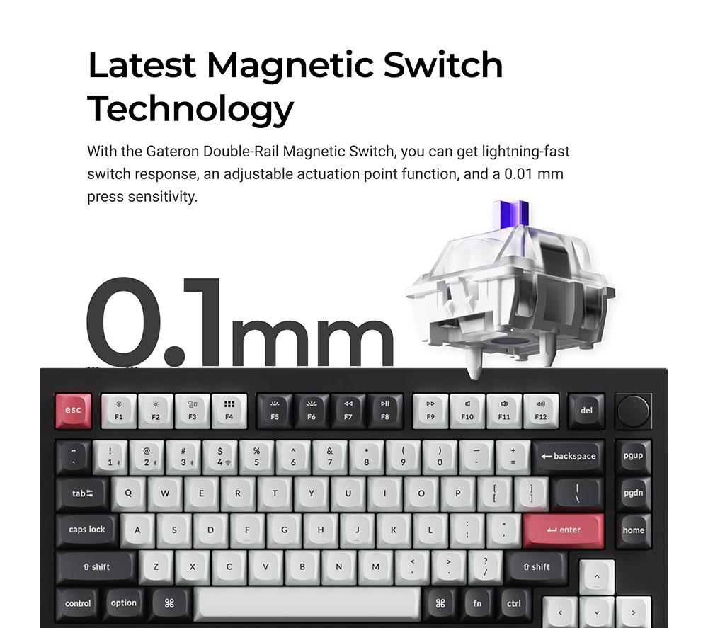 KEYCHRON Q1 HE Wireless Mechanical Gaming Keyboard - Carbon Black image number 4 of 7