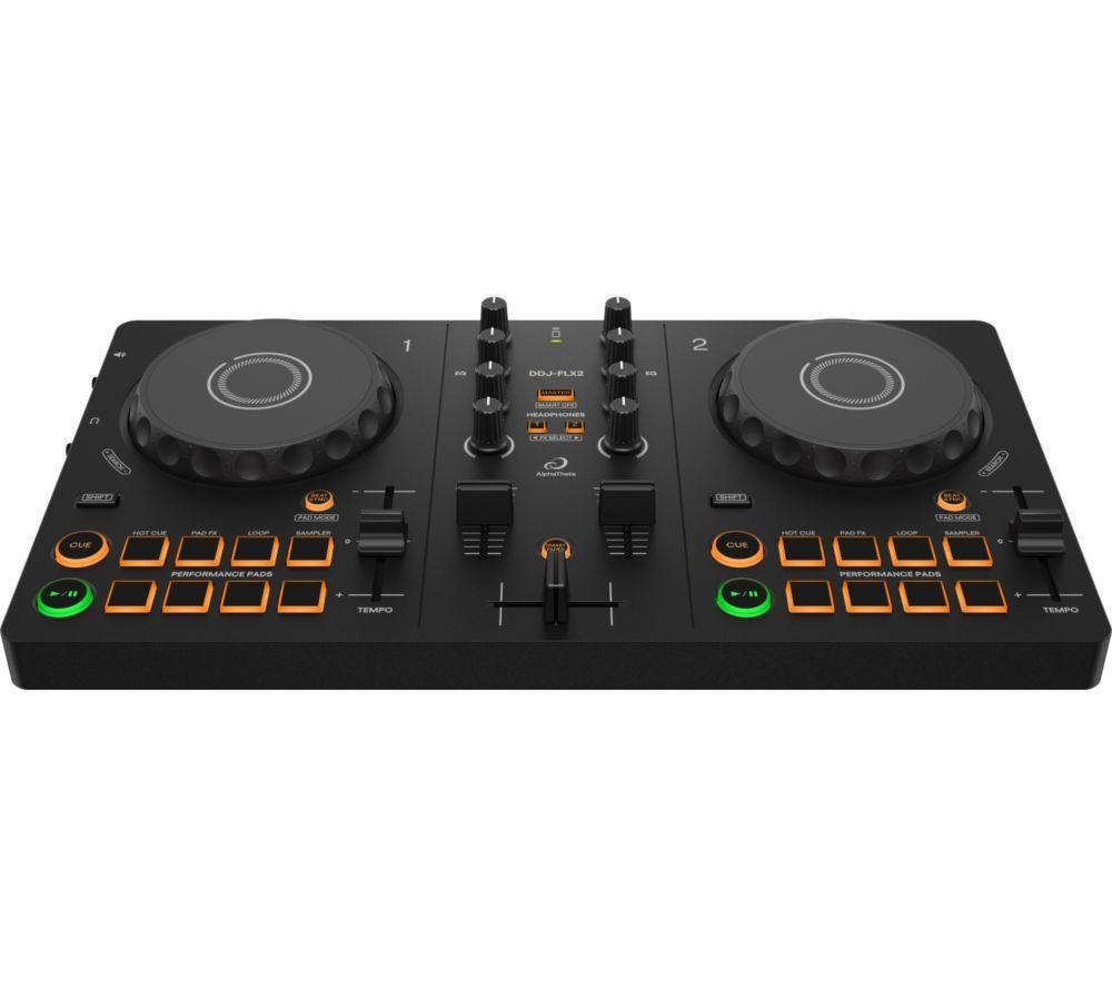PIONEER DJ DDJ-FLX2 Smart Controller (Black) & HDJ-CUE1 Headphones (Dark Grey) Bundle image number 2 of 9