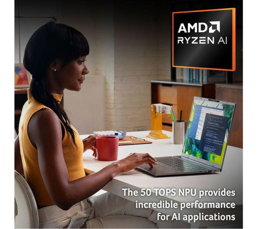 ACER Aspire 16 AI OLED 16" Refurbished Laptop, Copilot+ PC - AMD Ryzen AI 7, 1 TB SSD, Grey (Excellent Condition) image number 8 of 11