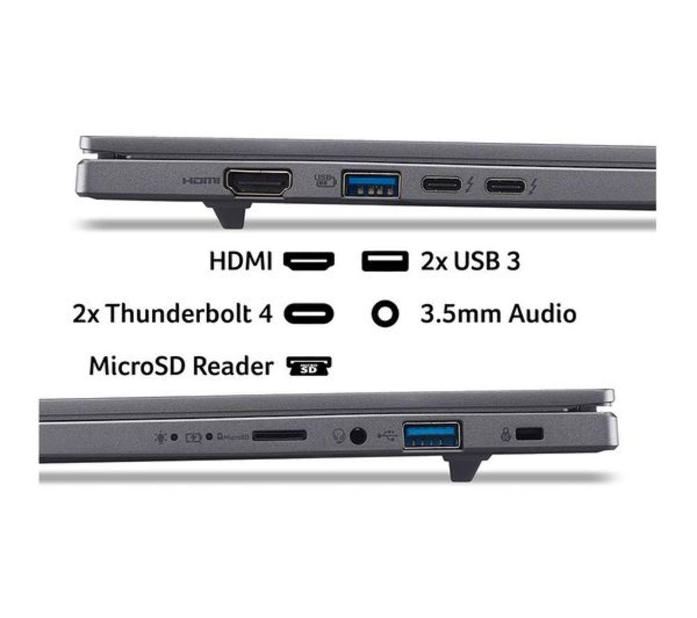 ACER Aspire 16 AI OLED 16" Refurbished Laptop, Copilot+ PC - AMD Ryzen AI 7, 1 TB SSD, Grey (Excellent Condition) image number 9 of 11