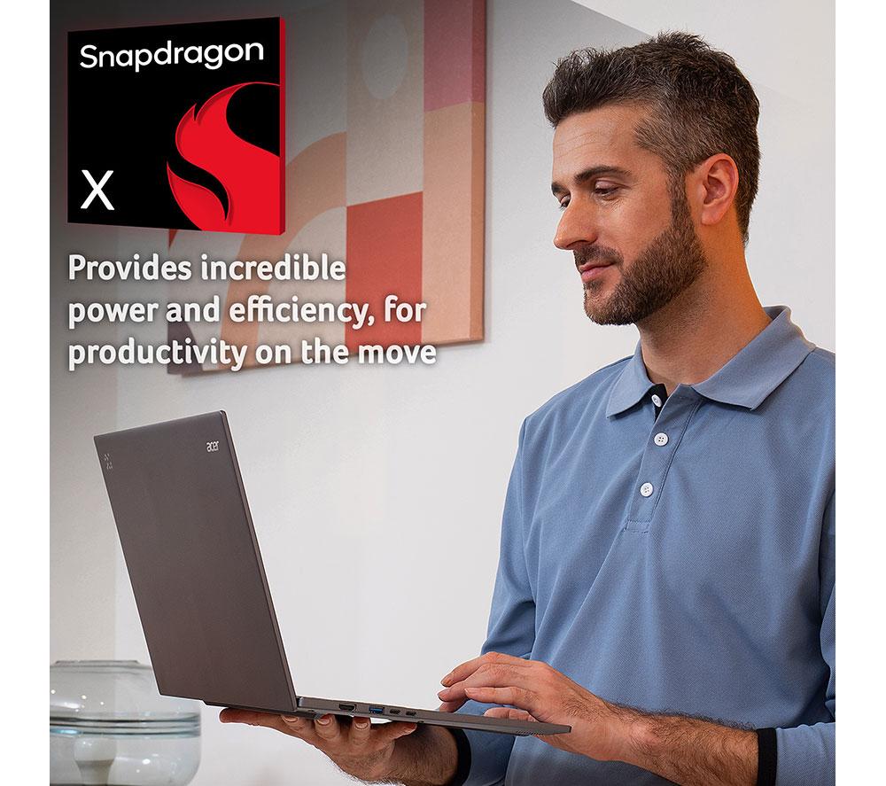 ACER Aspire 16 AI 16" Refurbished Laptop, Copilot+ PC - Snapdragon X, 1 TB SSD, Grey (Excellent Condition) image number 5 of 8