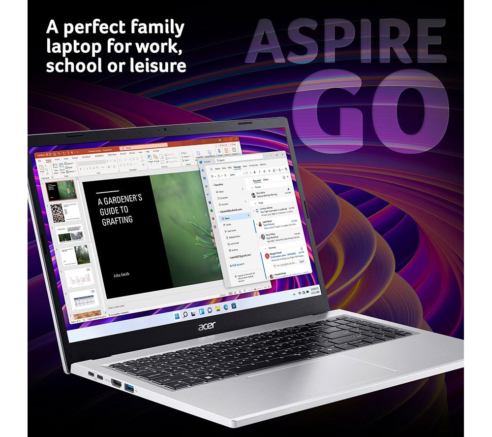 ACER Aspire Go 15 15.6" Refurbished Laptop - Intel&reg; Core&trade; i5, 512 GB SSD, Silver (Very Good Condition) image number 2 of 9