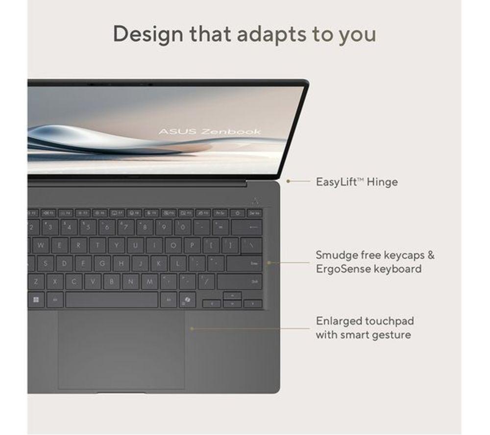 ASUS Zenbook A14 UX3407QA 14" Refurbished Laptop, Copilot+ PC &ndash; Snapdragon X Plus, 1 TB SSD, Iceland Grey (Very Good Condition) image number 21 of 22