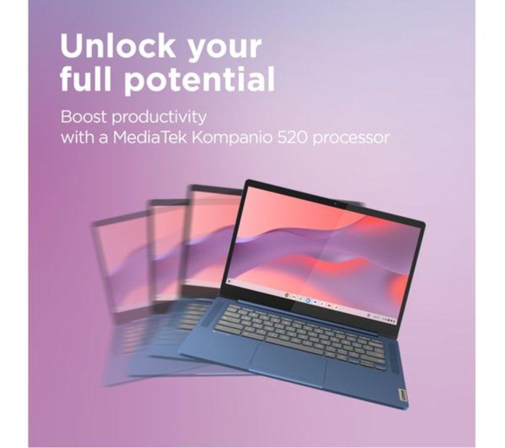 LENOVO IdeaPad Slim 3 14" Refurbished Chromebook - MediaTek Kompanio 520, 128 GB eMMC, 4GB RAM, Blue (Very Good Condition) image number 6 of 12