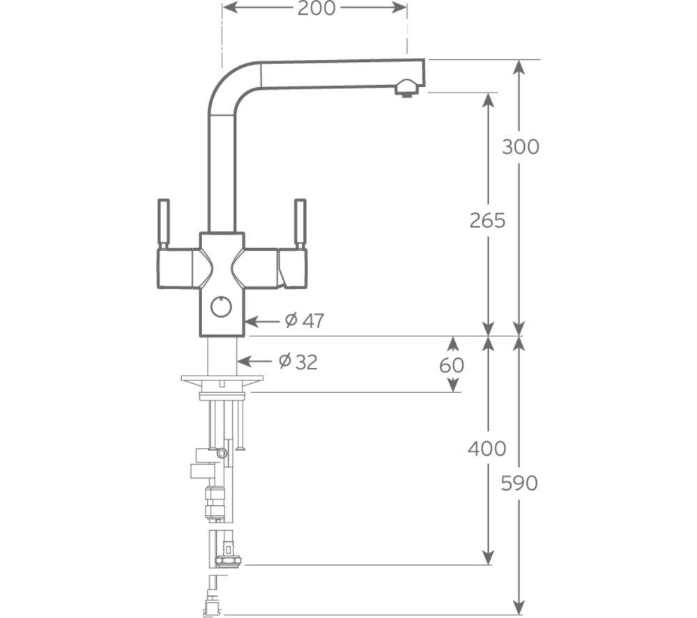 INSINKERATOR 3-in-1 L Shape Steaming Hot Water Tap - Brushed Steel image number 4 of 5
