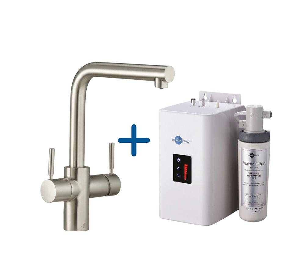 INSINKERATOR 3-in-1 L Shape Steaming Hot Water Tap - Brushed Steel image number 5 of 5