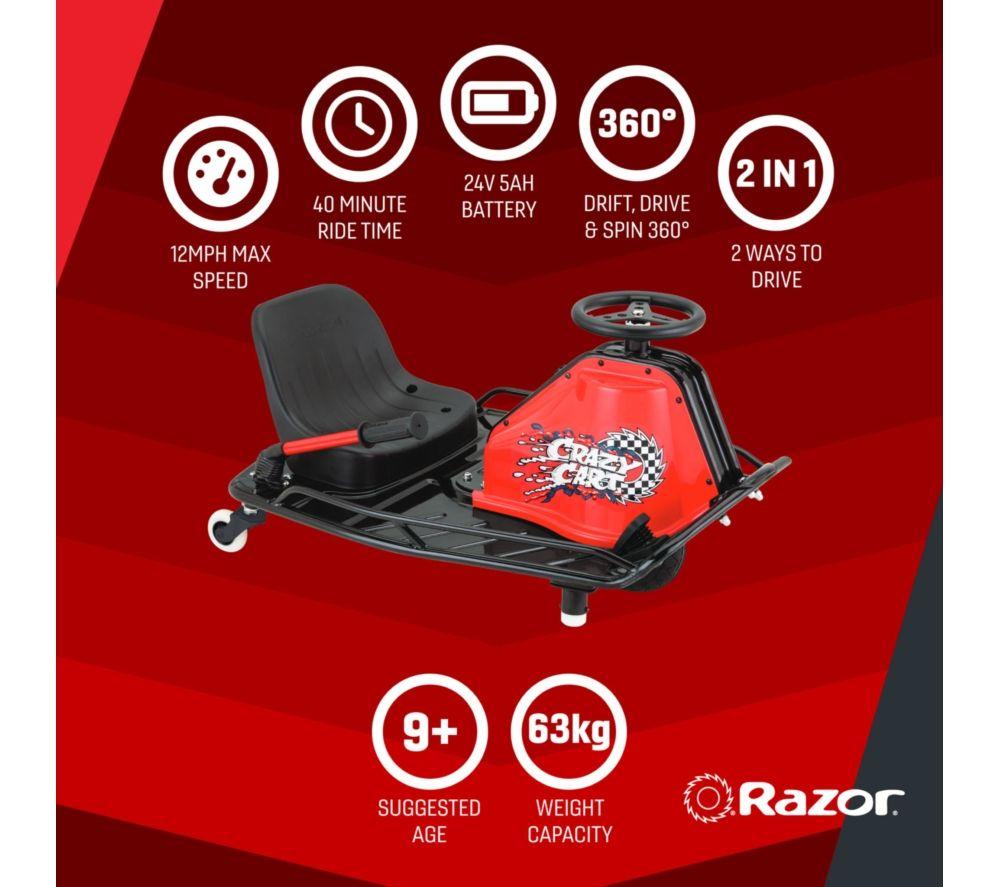 RAZOR Crazy Cart Kids Electric Ride-On Vehicle - Red & Black image number 5 of 10