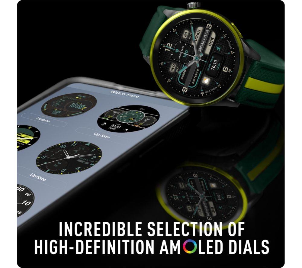 REFLEX ACTIVE Series 54 Smart Watch &ndash; Green with Green & Yellow Silicone Strap image number 2 of 3