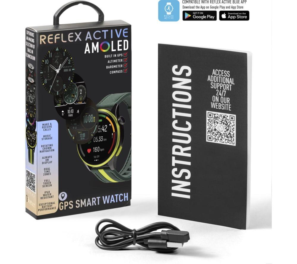 REFLEX ACTIVE Series 54 Smart Watch &ndash; Green with Green & Yellow Silicone Strap image number 3 of 3
