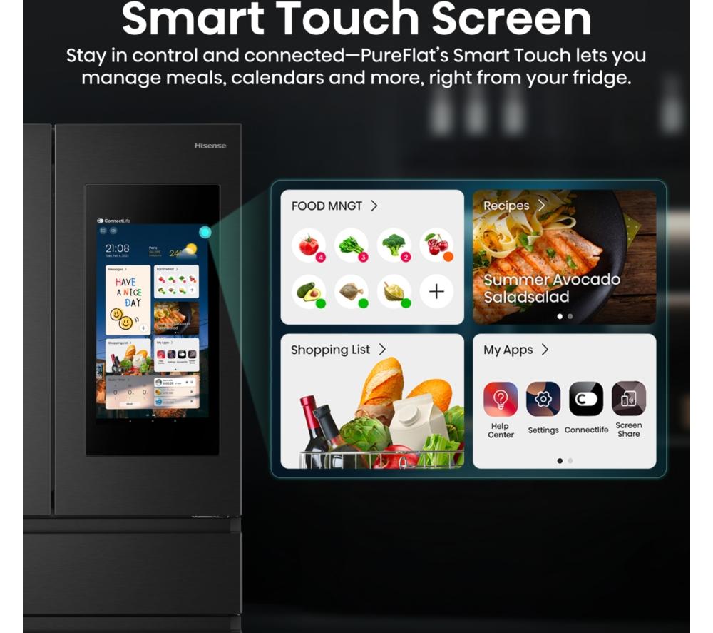 HISENSE PureFlat Smart Screen RF9P490GTFE Fridge Freezer - Black image number 6 of 16