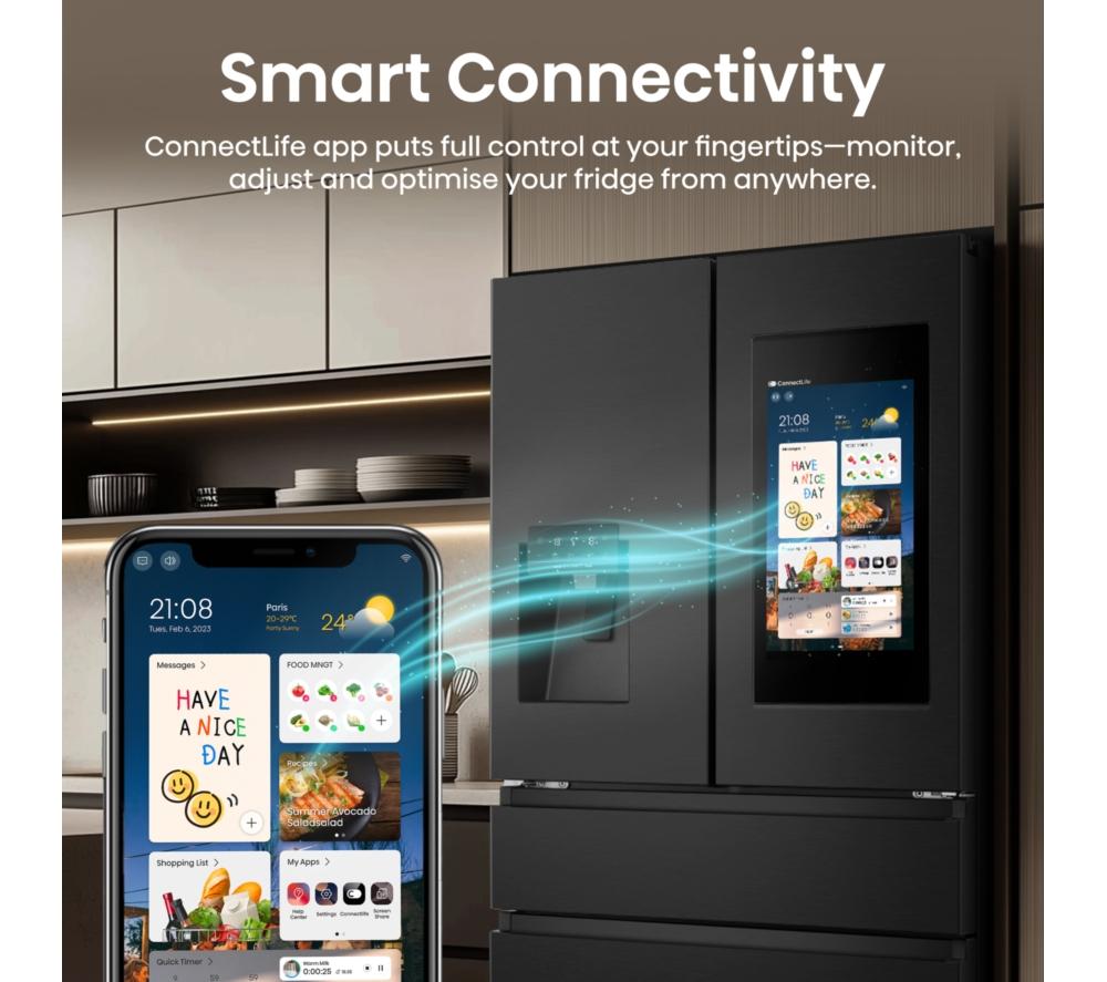 HISENSE PureFlat Smart Screen RF9P490GTFE Fridge Freezer - Black image number 9 of 16