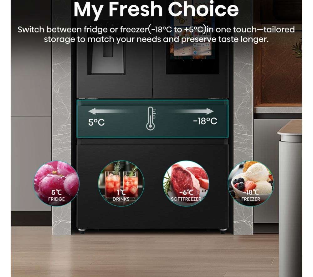 HISENSE PureFlat Smart Screen RF9P490GTFE Fridge Freezer - Black image number 12 of 16