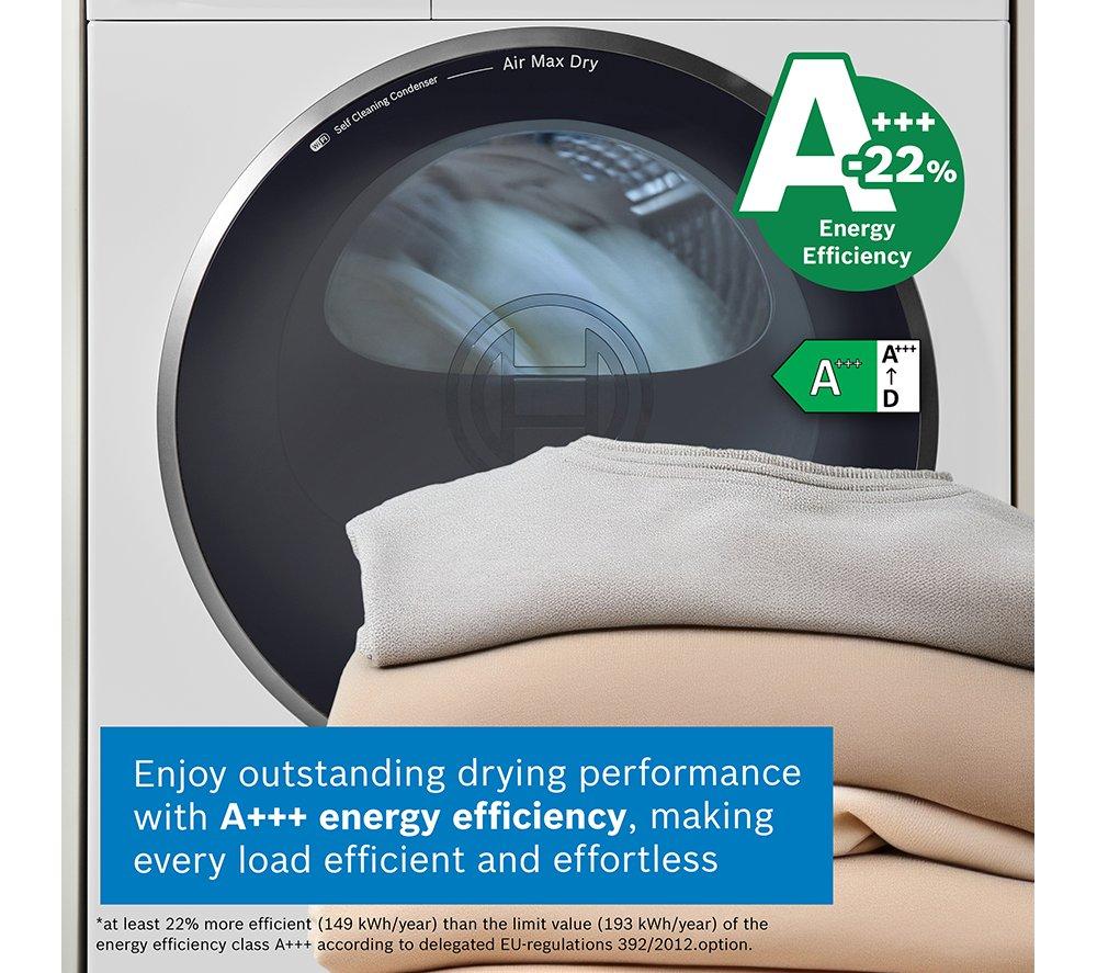 BOSCH Series 8 WRB247C9GB WiFi-enabled 9 kg Heat Pump Tumble Dryer - White image number 2 of 21