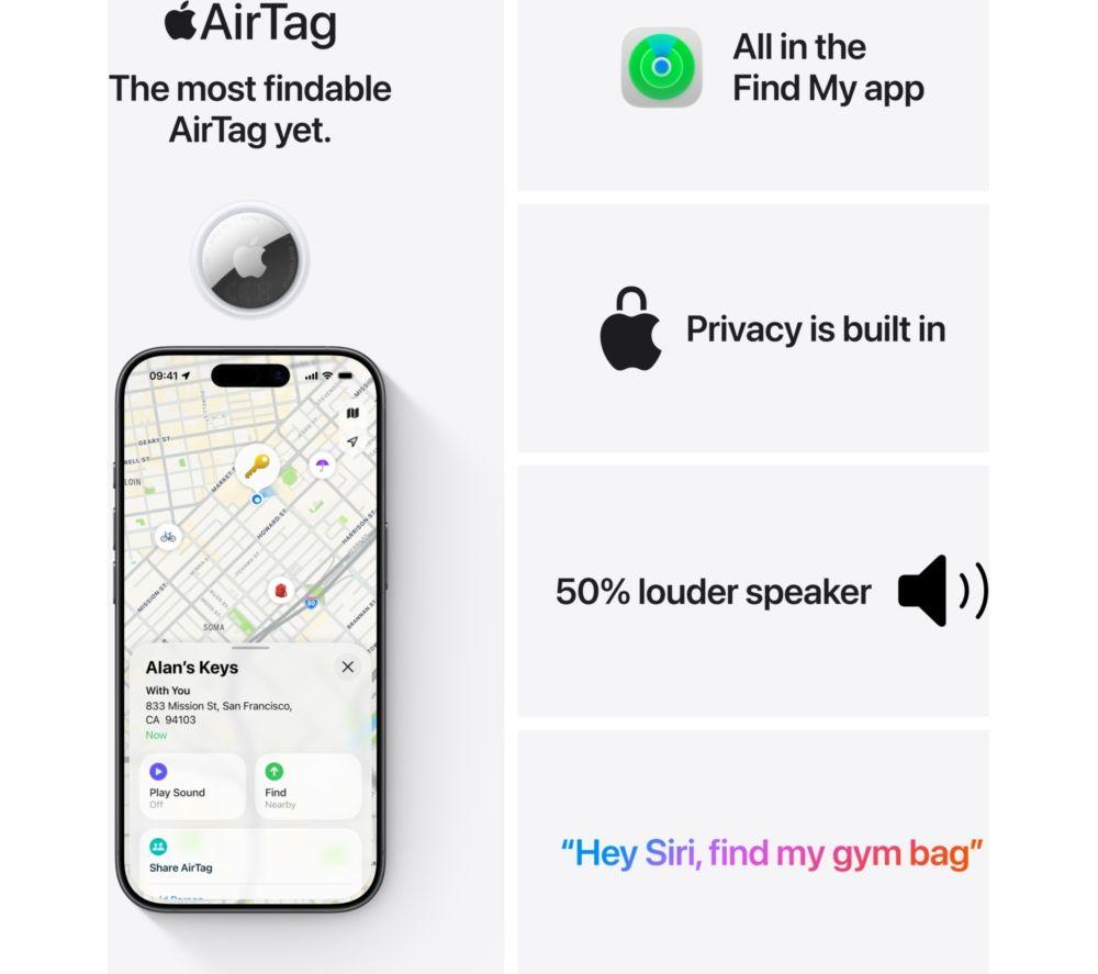 APPLE AirTag (2nd Generation) Bluetooth Tracker - Pack of 4 image number 6 of 6