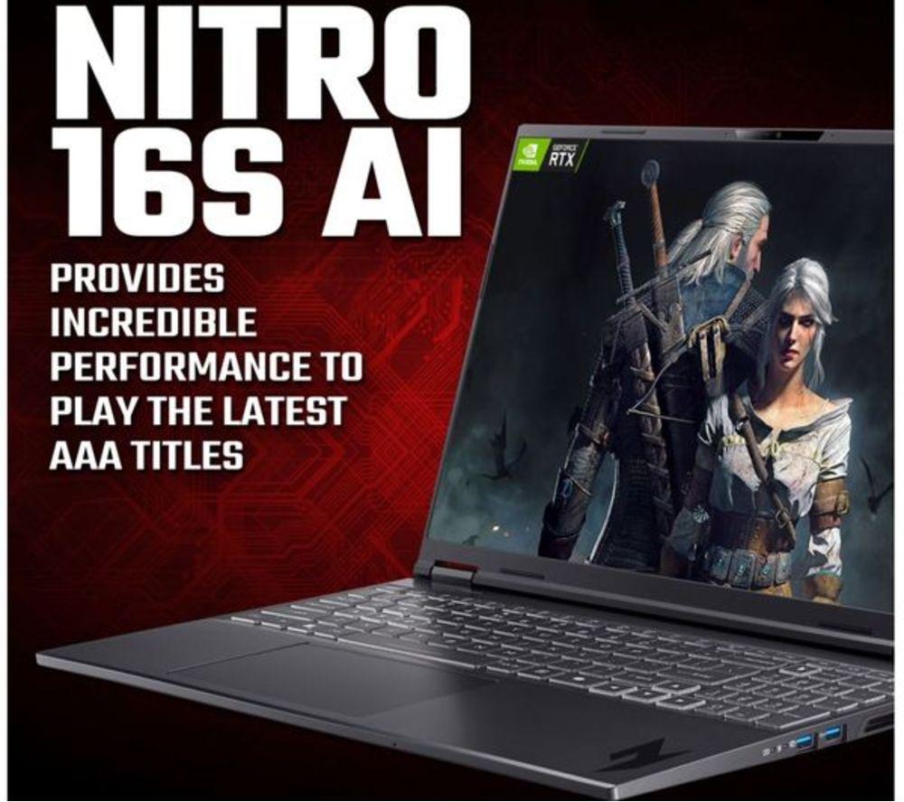 ACER Nitro 16S AI 16" Refurbished Gaming Laptop - AMD Ryzen AI 9, RTX 5070 Ti, 1 TB SSD (Excellent Condition) image number 4 of 17