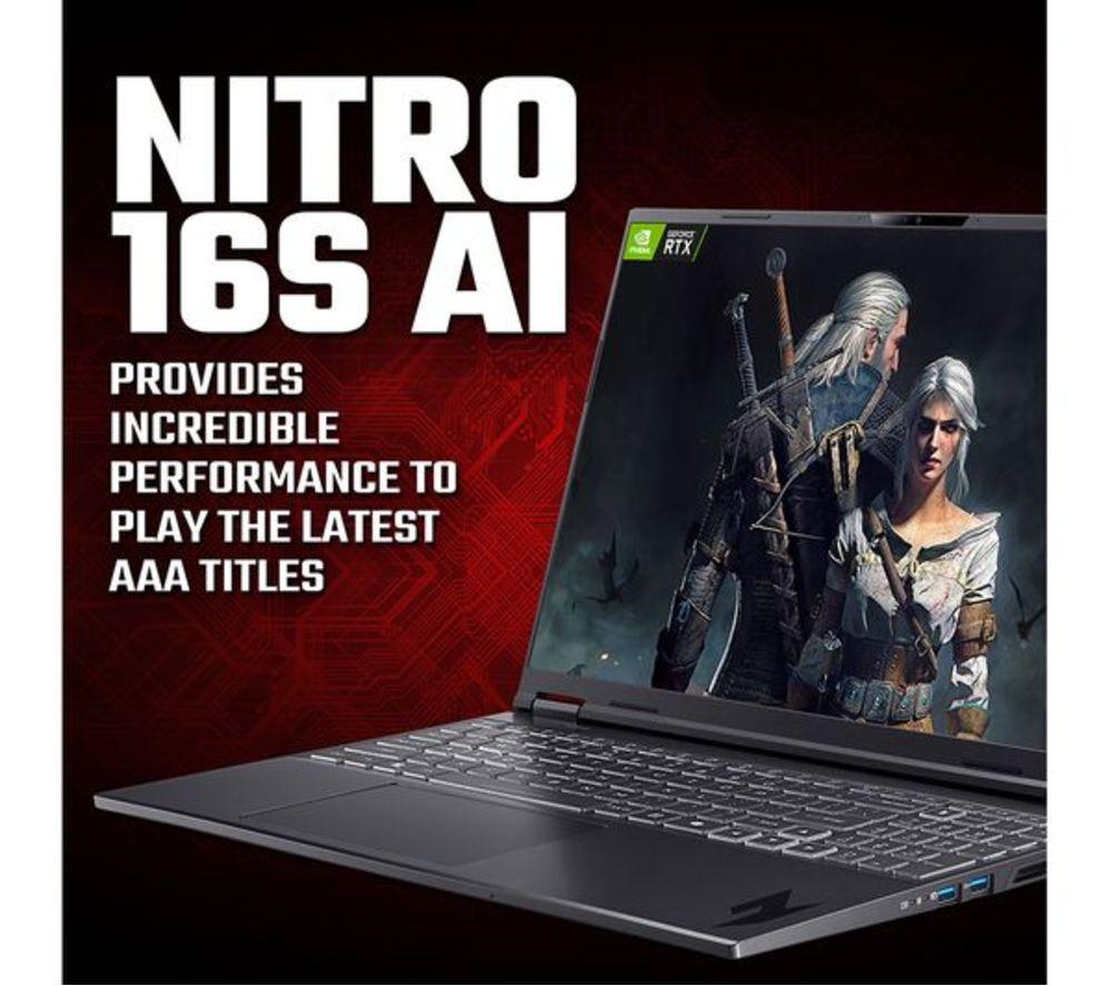 ACER Nitro 16S AI 16" Refurbished Gaming Laptop - AMD Ryzen AI 9, RTX 5070 Ti, 1 TB SSD (Excellent Condition) image number 9 of 17