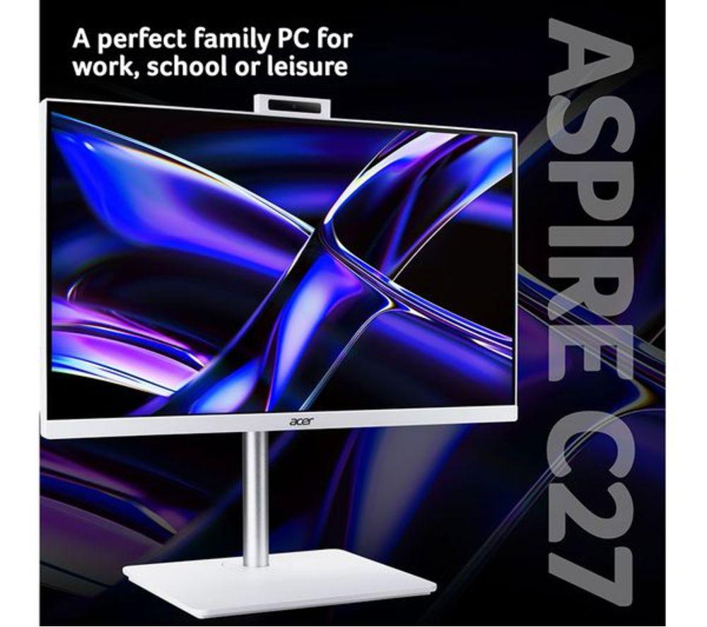 ACER Aspire C27-A 27" Refurbished All-in-One PC - Intel&reg; Core&trade; i5, 1 TB SSD, White (Very Good Condition) image number 2 of 4