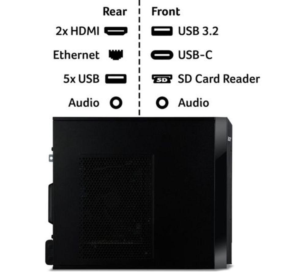 ACER Aspire XC-1785 Refurbished Desktop PC - Intel&reg; Core&trade; i7, 512 GB SSD, Black (Very Good Condition) image number 7 of 11