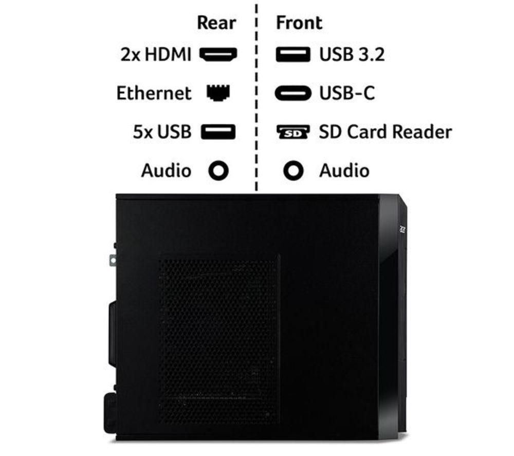 ACER Aspire XC-1785 Refurbished Desktop PC - Intel&reg; Core&trade; i7, 512 GB SSD, Black (Very Good Condition) image number 11 of 11