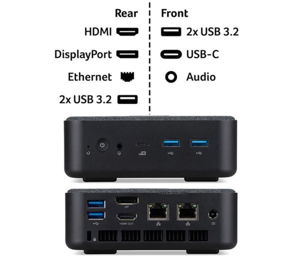 ACER Revo RB-102 Refurbished Mini Desktop PC - Intel&reg; Ultra 5, 512 GB SSD, Black (Excellent Condition) image number 6 of 6
