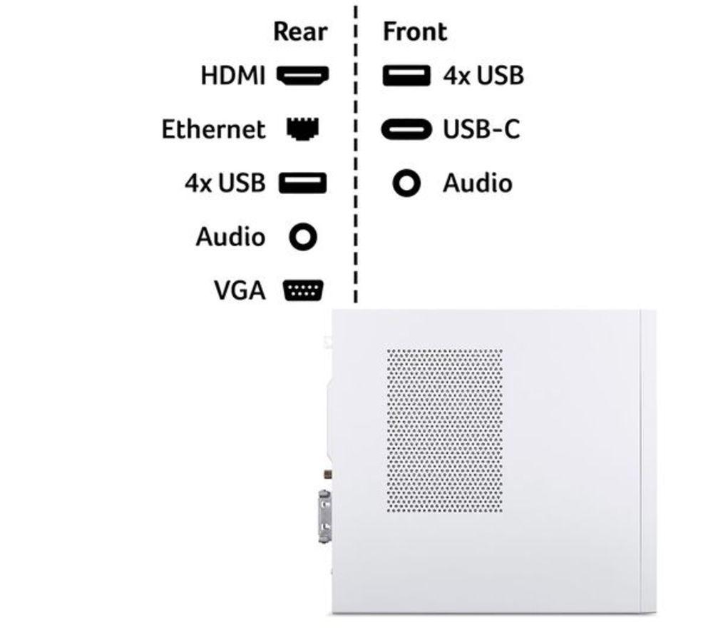 ACER Aspire XC-101 Refurbished Desktop PC - Intel&reg; Core&trade; i5, 512 GB SSD, White (Very Good Condition) image number 6 of 11
