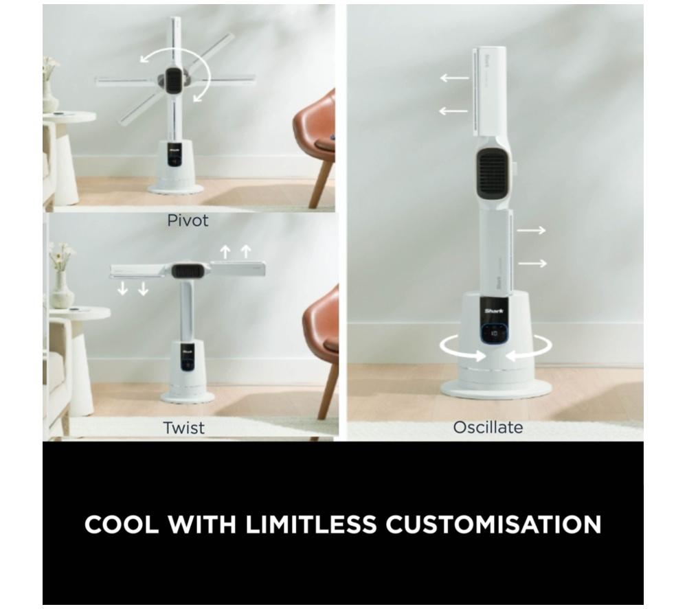 SHARK TH200UKWH TurboBlade Cool + Heat High-Speed Multi-Directional Tower Fan & Heater - White image number 3 of 14