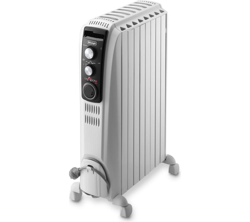 DELONGHI Dragon 4 TRD40802T Portable Oil-Filled Radiator - White & Grey