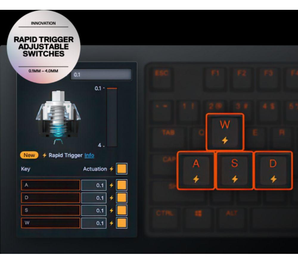 STEELSERIES Apex Pro Mini Gen 3 Mechanical Gaming Keyboard - Black image number 2 of 7