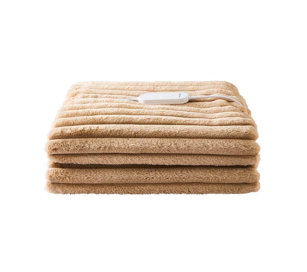MORPHY RICHARDS EverCosy Luxury Striped Fleece Heated Throw - Mocha, 160 x 130 cm image number 2 of 10