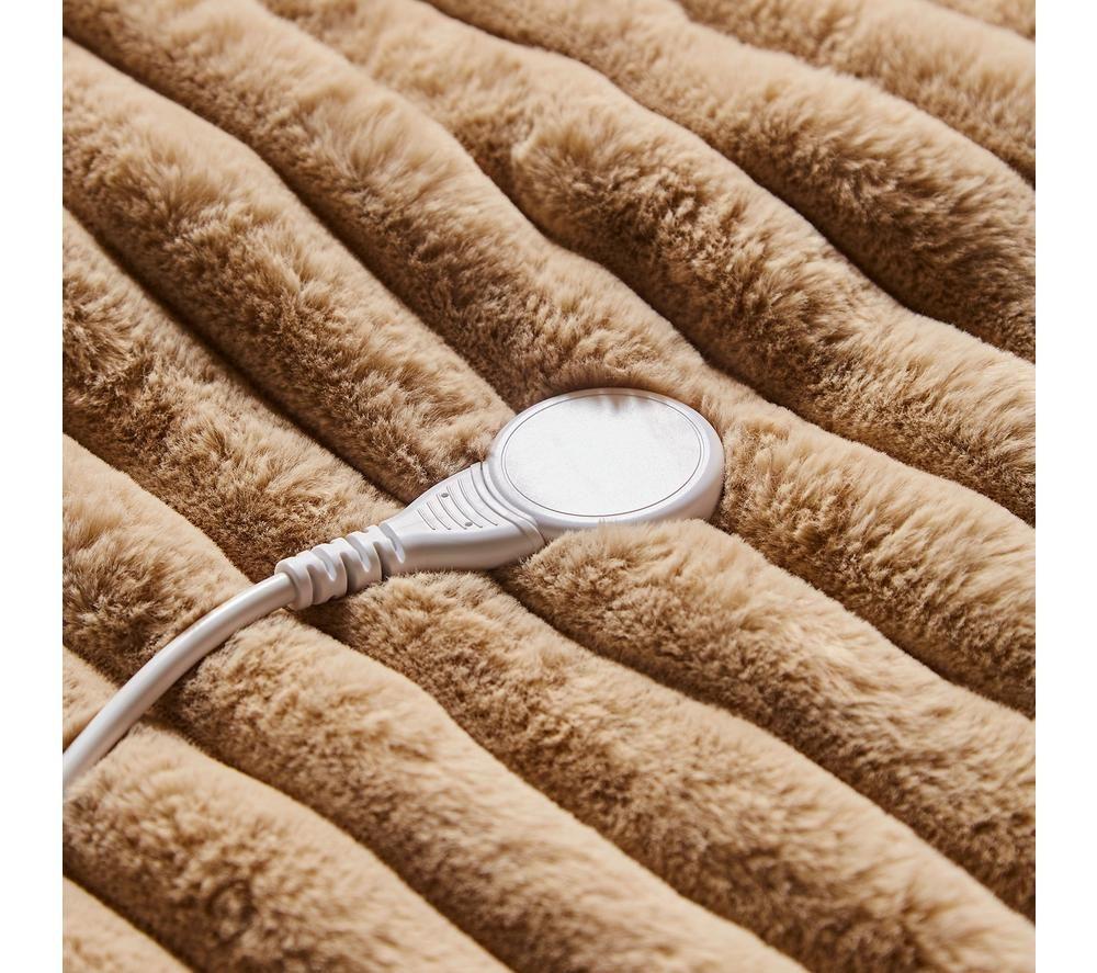 MORPHY RICHARDS EverCosy Luxury Striped Fleece Heated Throw - Mocha, 160 x 130 cm image number 4 of 10