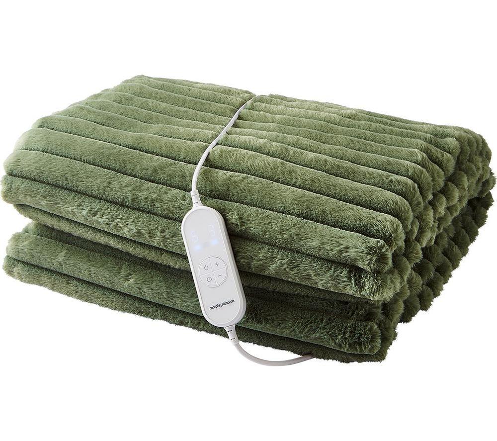 MORPHY RICHARDS EverCosy Striped Fleece Heated Throw - Green, 200 x 180 cm image number 2 of 8
