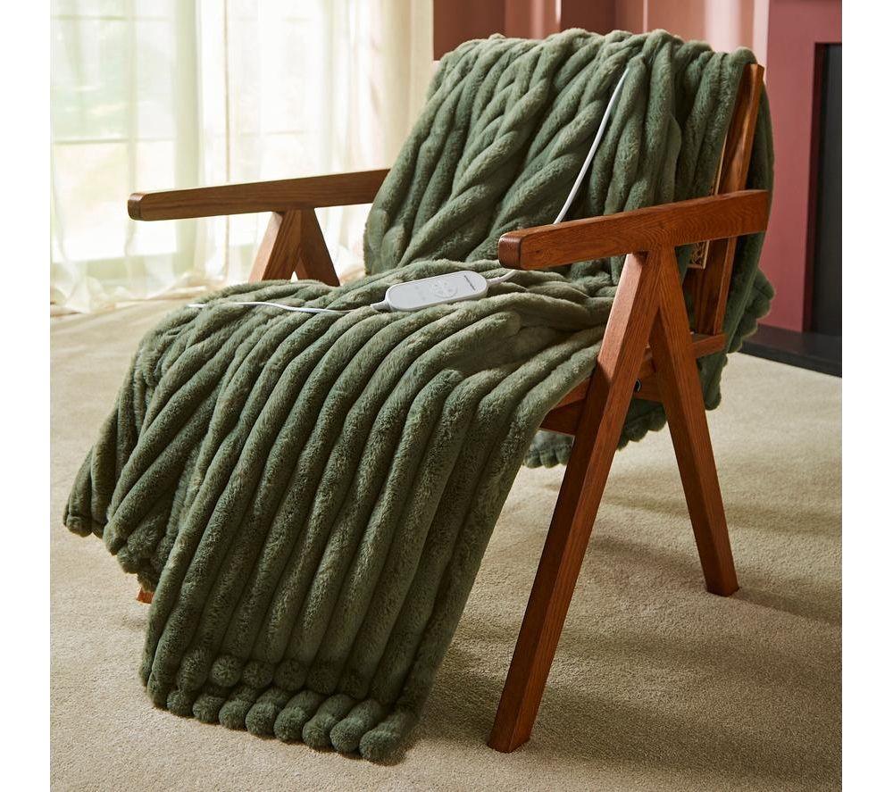 MORPHY RICHARDS EverCosy Striped Fleece Heated Throw - Green, 200 x 180 cm image number 6 of 8