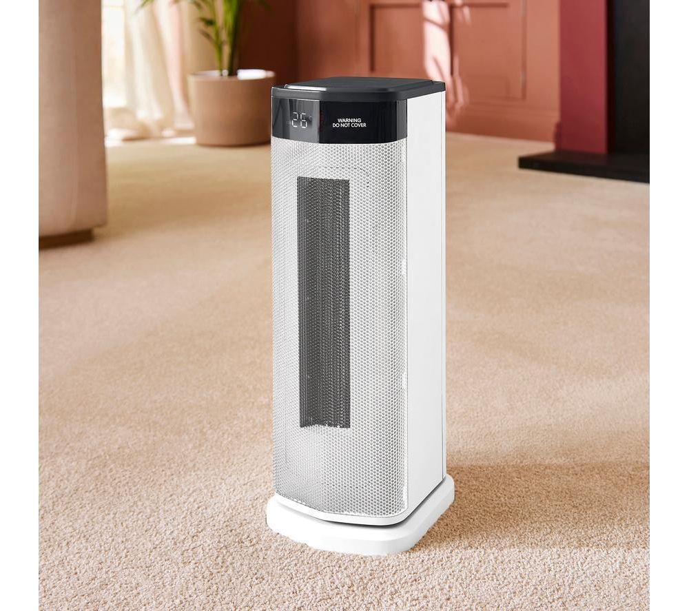 MORPHY RICHARDS HeatFlux Hot & Cool Digital Ceramic Tower Fan Heater - White image number 4 of 10