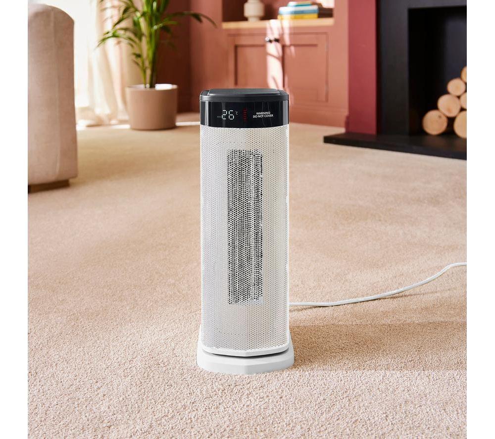 MORPHY RICHARDS HeatFlux Hot & Cool Digital Ceramic Tower Fan Heater - White image number 5 of 10