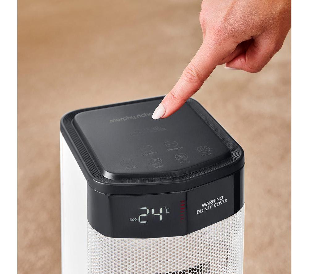 MORPHY RICHARDS HeatFlux Hot & Cool Digital Ceramic Tower Fan Heater - White image number 9 of 10