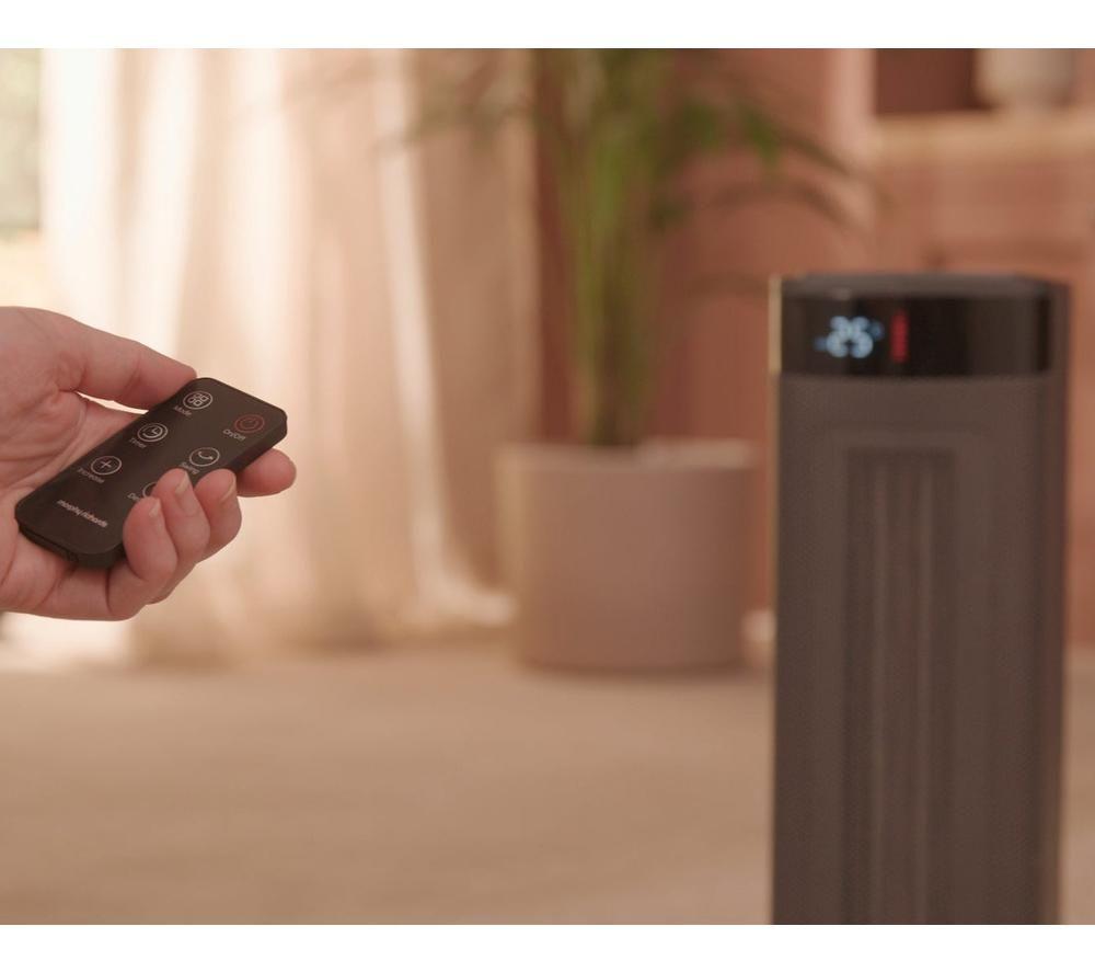 MORPHY RICHARDS HeatFlux Hot & Cool Digital Ceramic Tower Fan Heater - Grey image number 2 of 10