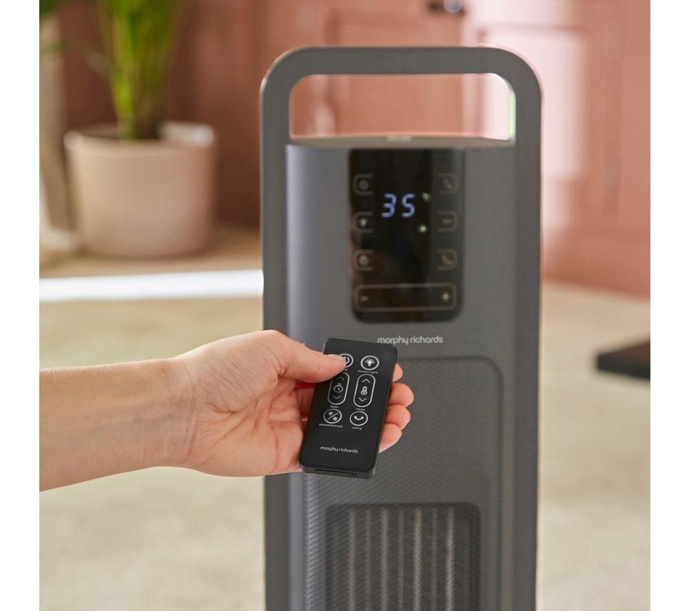 MORPHY RICHARDS HeatFlux Hot & Cool Ultra Thin Ceramic Tower Fan Heater - Grey image number 3 of 7