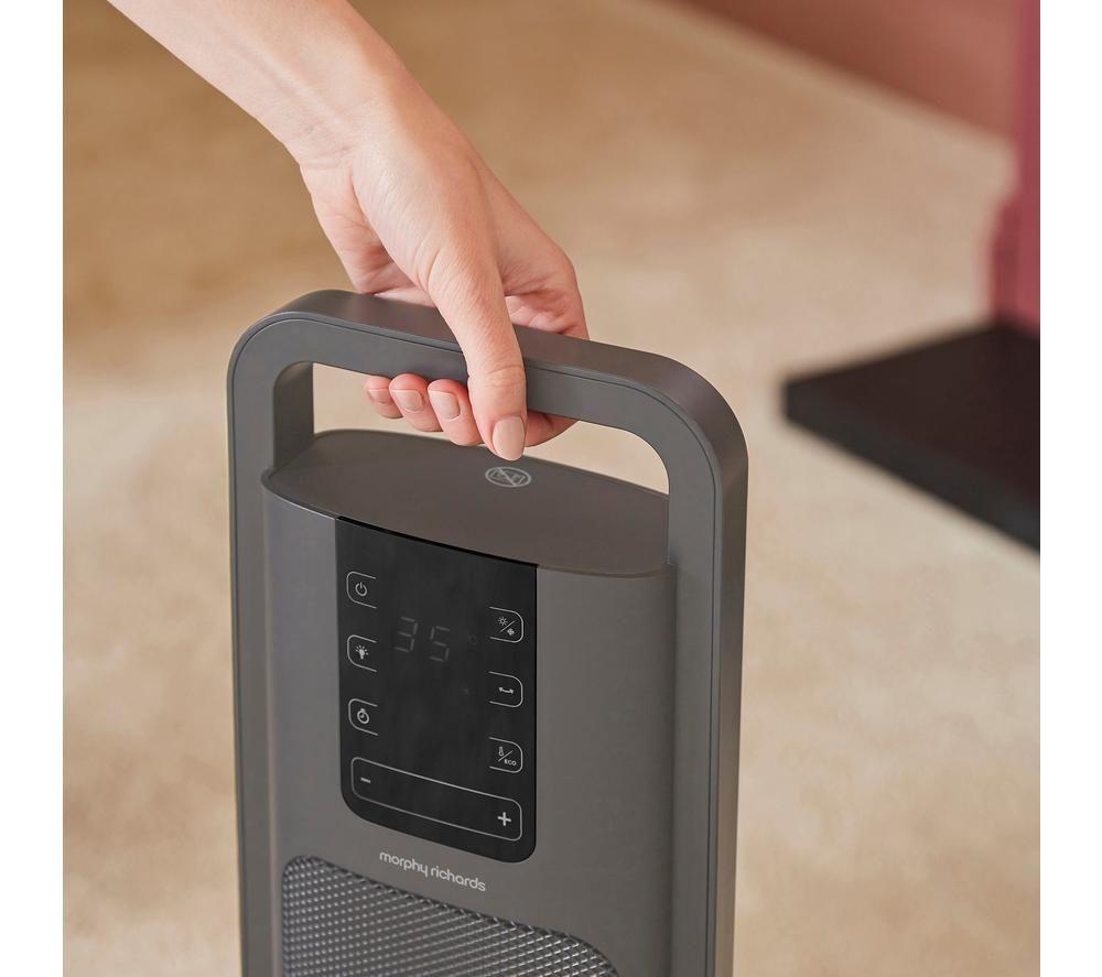 MORPHY RICHARDS HeatFlux Hot & Cool Ultra Thin Ceramic Tower Fan Heater - Grey image number 4 of 7