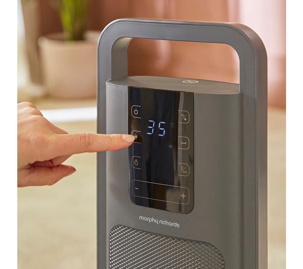 MORPHY RICHARDS HeatFlux Hot & Cool Ultra Thin Ceramic Tower Fan Heater - Grey image number 5 of 7