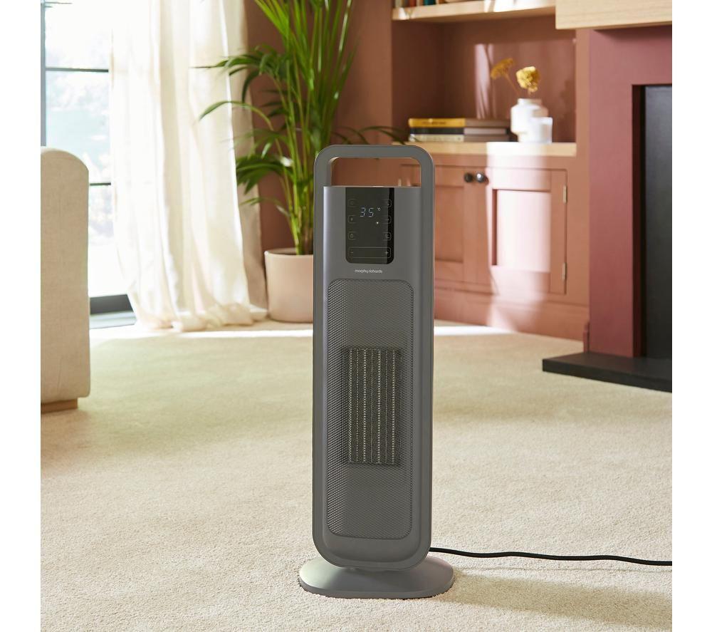 MORPHY RICHARDS HeatFlux Hot & Cool Ultra Thin Ceramic Tower Fan Heater - Grey image number 6 of 7