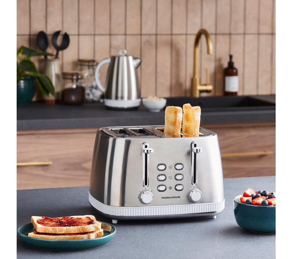 MORPHY RICHARDS Mexborough 242903 4-Slice Toaster - White & Stainless Steel image number 4 of 14