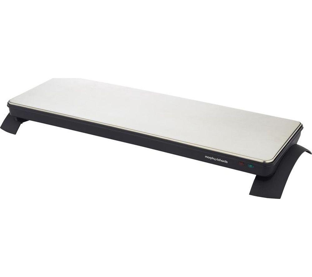 Morphy Richards 486000 Cordless Food Warming Tray - Silver & Black
