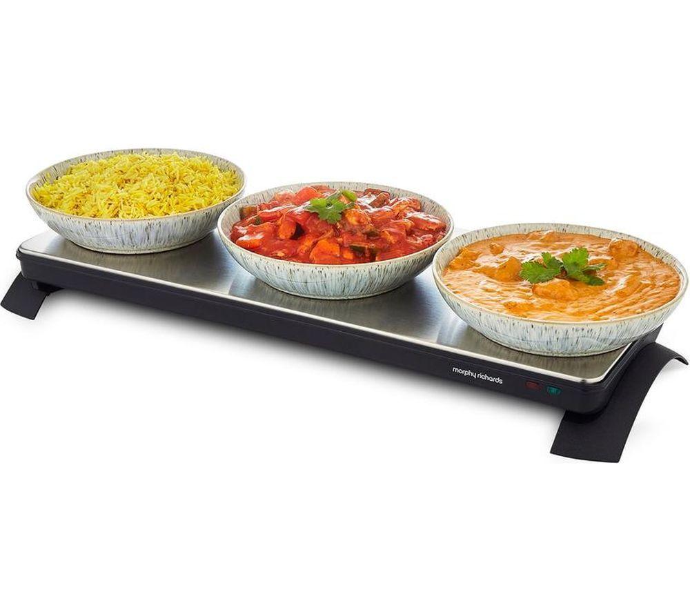 MORPHY RICHARDS 486000 Cordless Food Warming Tray - Silver & Black image number 2 of 11