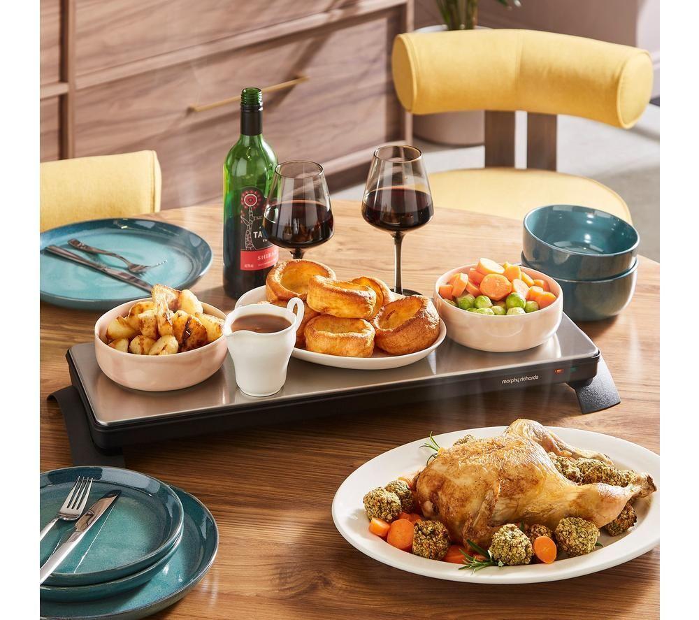 MORPHY RICHARDS 486000 Cordless Food Warming Tray - Silver & Black image number 5 of 11